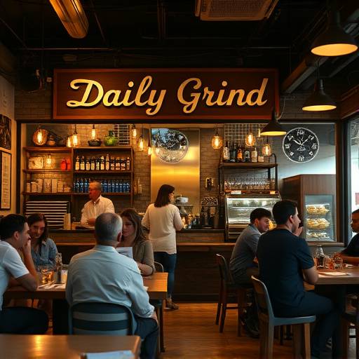 A lively event taking place at The Daily Grind Cafe, with people enjoying music and conversation